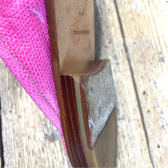 Stubbs & Wootton Pink Leather Mules Size 11 | Gold Accent Slip-On Loafers - Picture 11 of 11